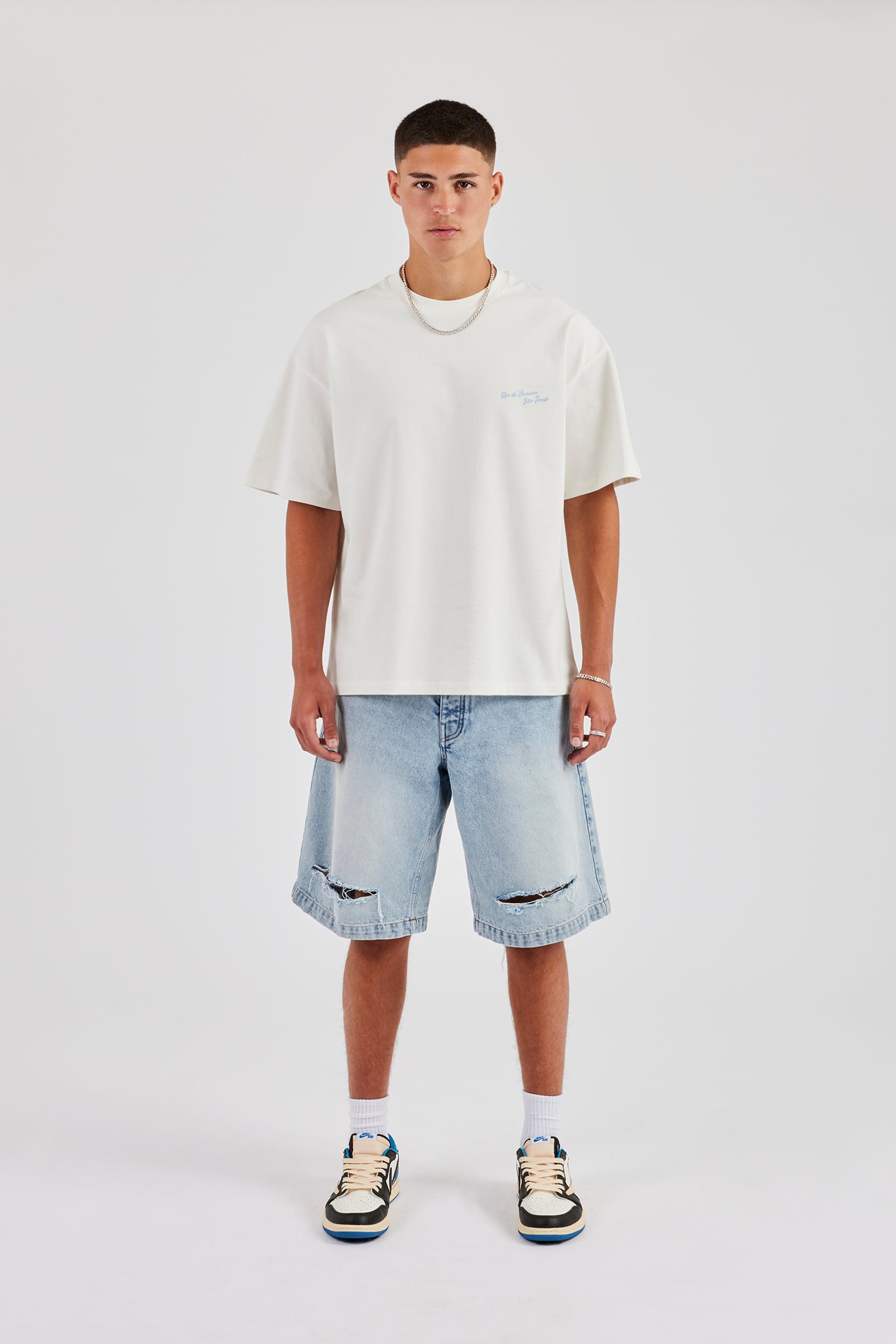 Oversize-T-Shirt mit C-Rückendruck - Off White