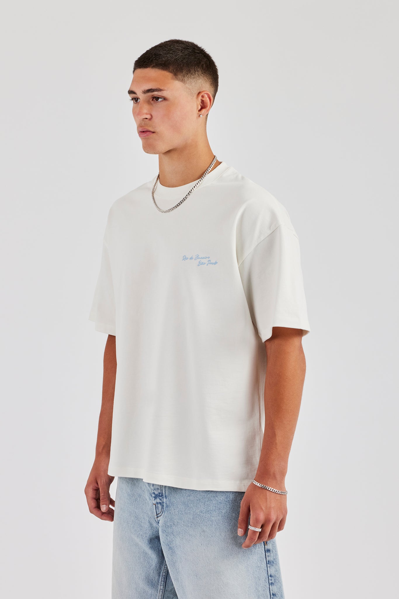 Oversize-T-Shirt mit C-Rückendruck - Off White