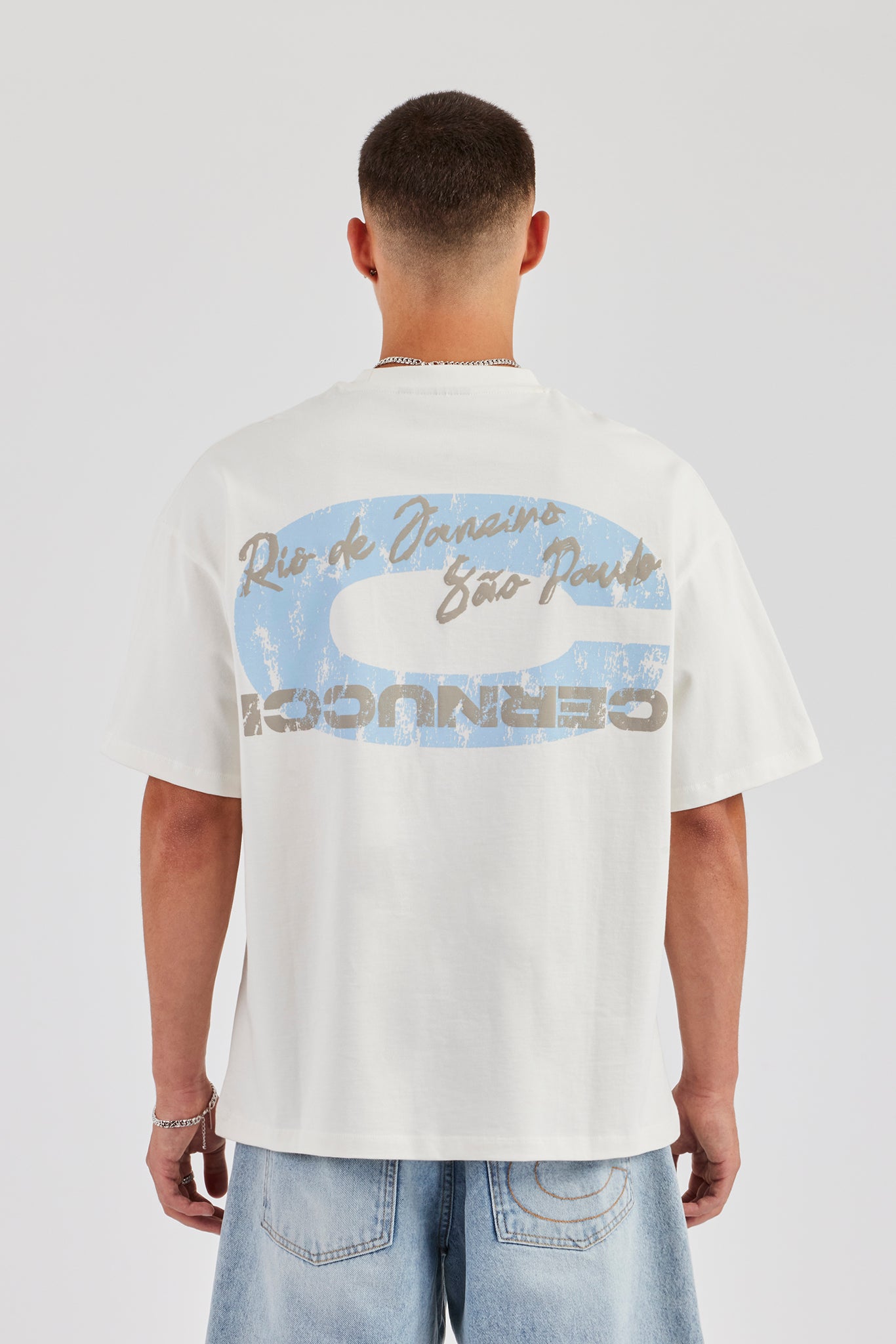 C Back Print Oversized T-Shirt - Off White