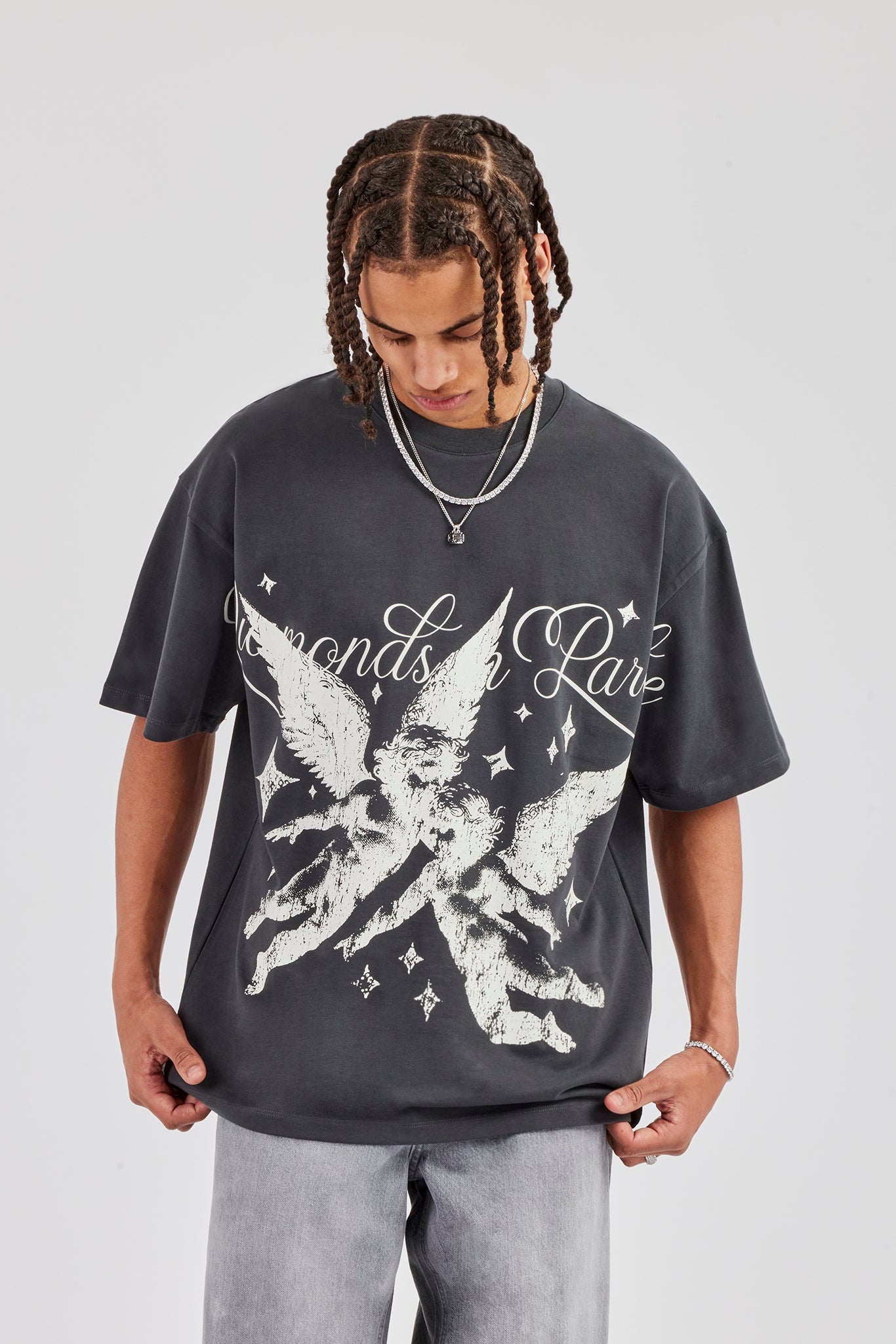 Diamonds In Paradise Oversize-T-Shirt - Anthrazit
