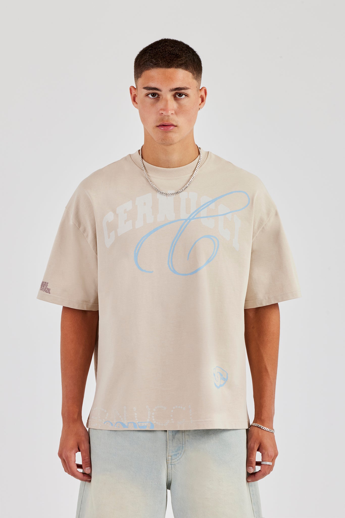 Graffiti Oversized T-Shirt - Stone