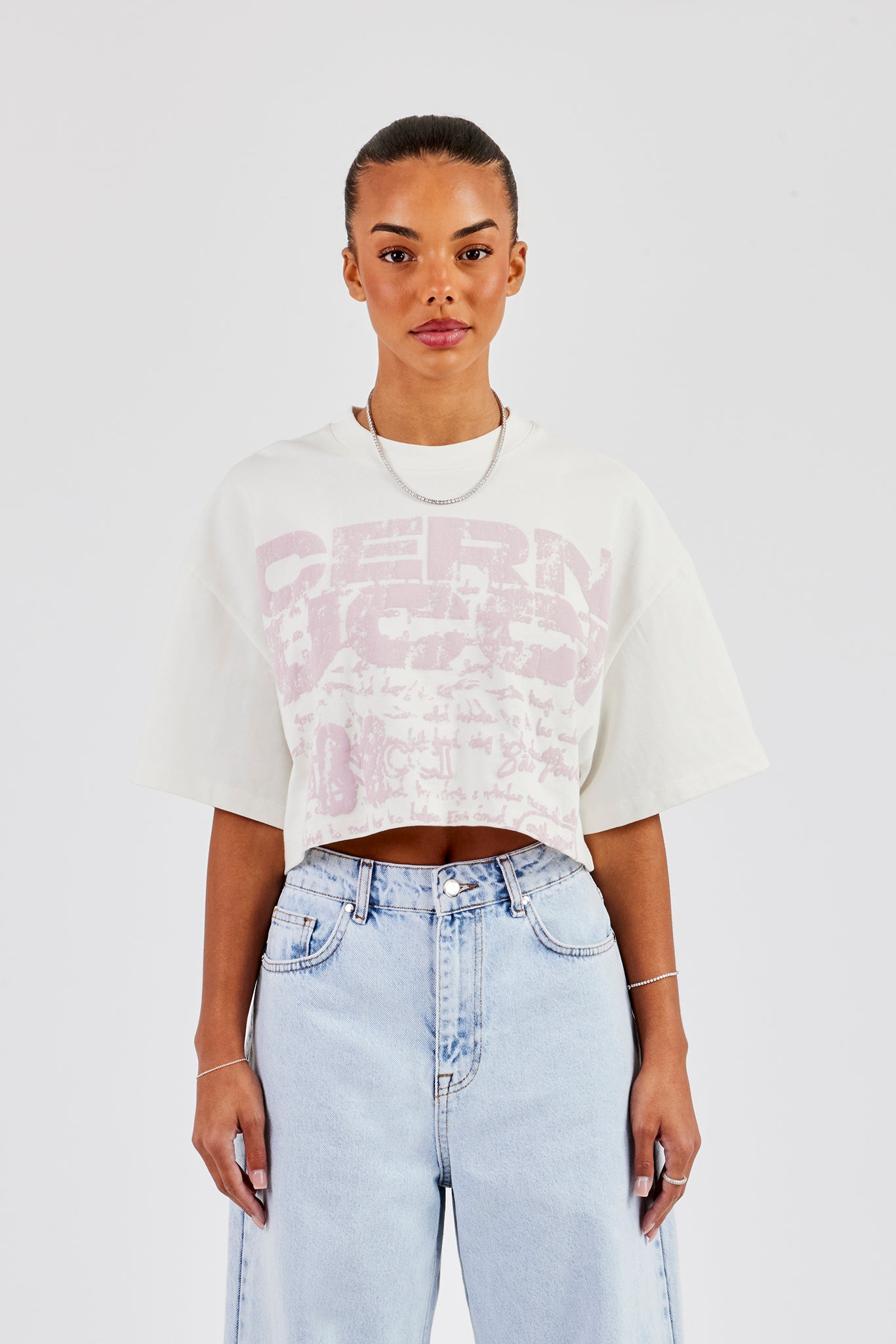 Cernucci Stacked Cropped T-Shirt - Off White