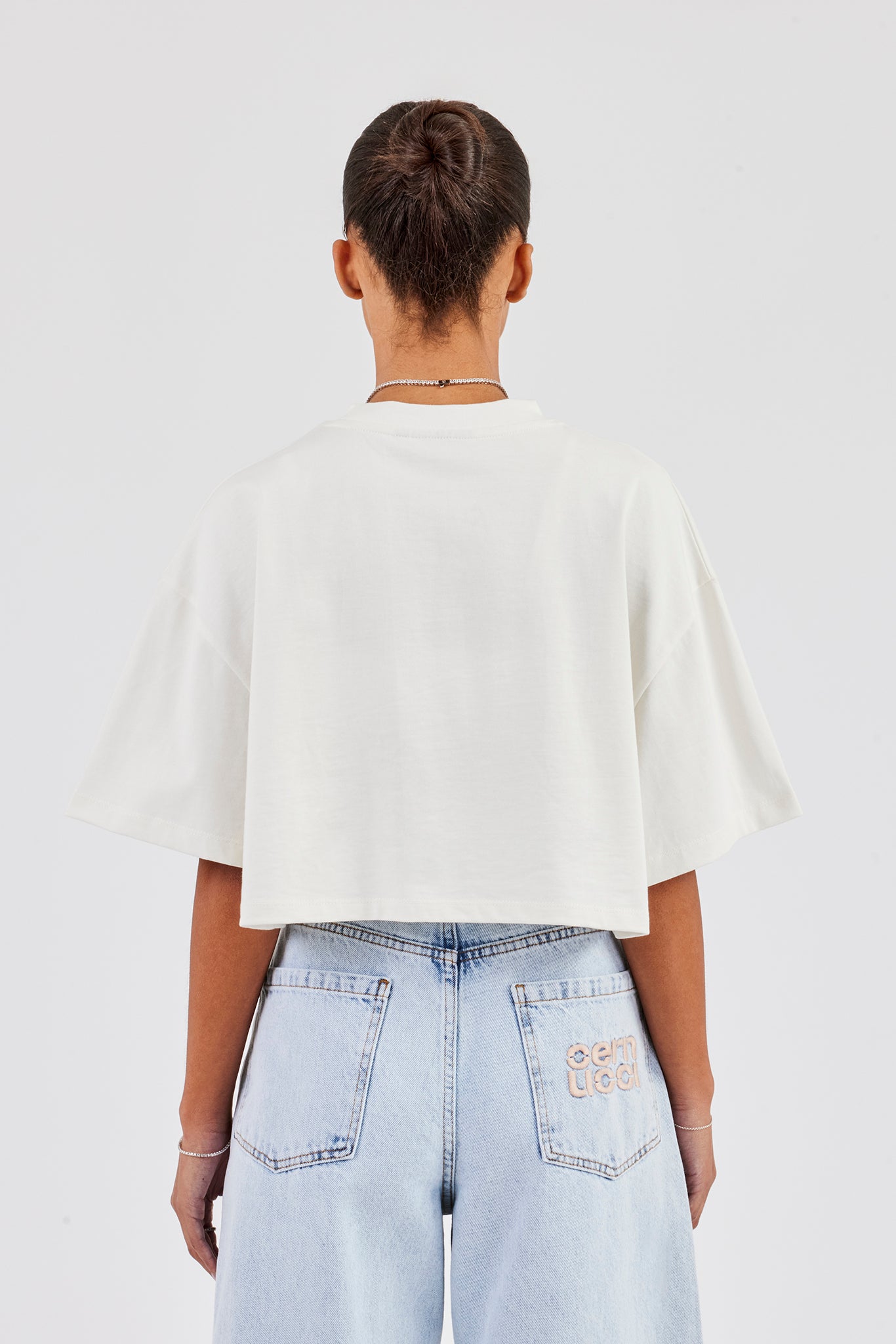 Cernucci Stacked Cropped T-Shirt - Off White