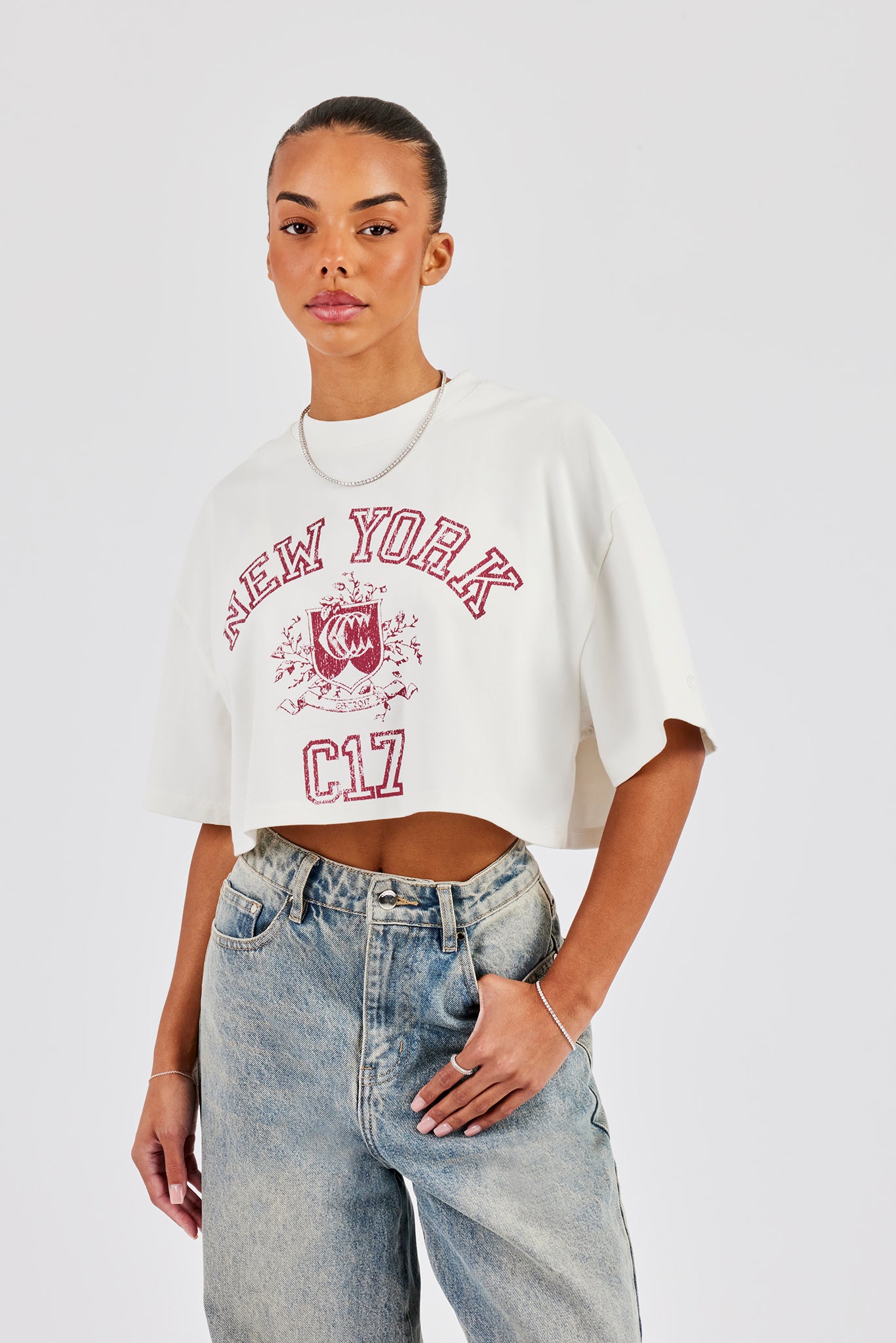 New York Cropped T-Shirt - Off White