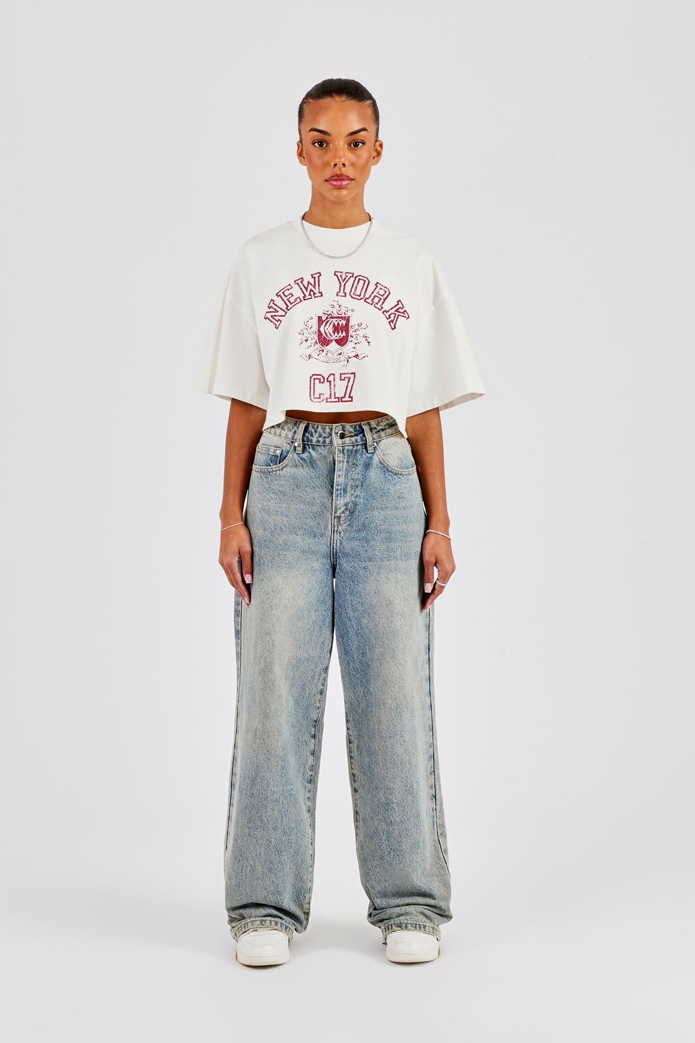 New York Cropped T-Shirt - Off White | Womens Tees & Vests | Shop