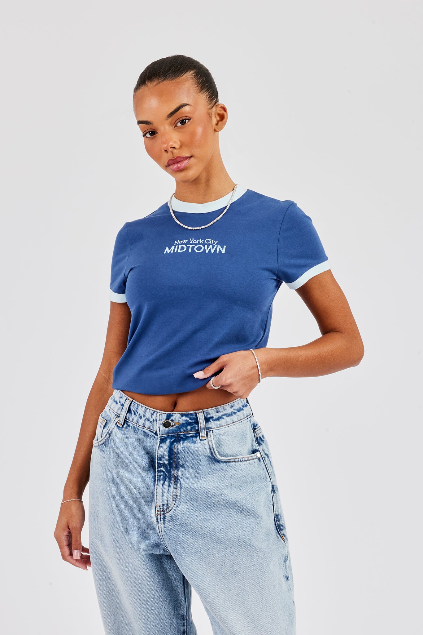Midtown Contrast Baby T-Shirt - Marineblau