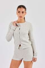 Rib Button Up Top & Short - Grey