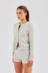 Rib Button Up Top & Short - Grey