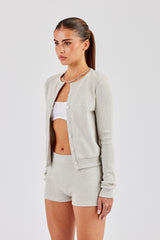 Rib Button Up Top - Grey