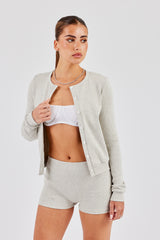 Rib Button Up Top & Short - Grey