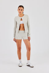 Rib Button Up Top & Short - Grey