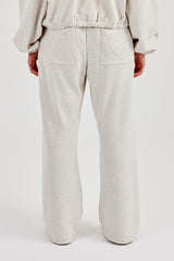 Towelling Applique Wide Leg Jogger - Grey Marl