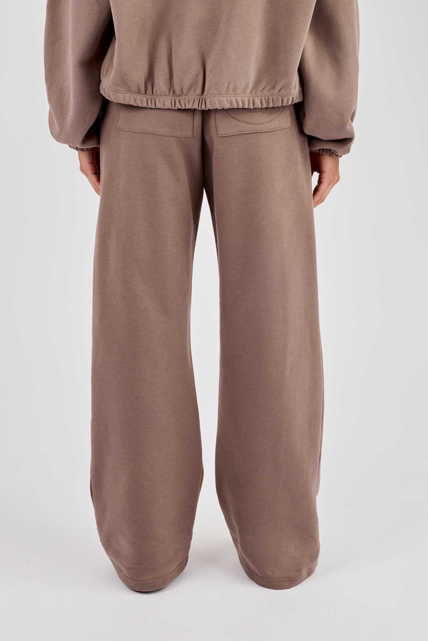 Towelling Applique Wide Leg Jogger - Taupe