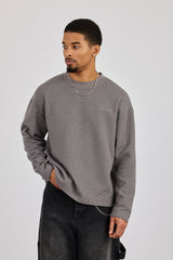 Waffle Long Sleeve T-Shirt - Charcoal