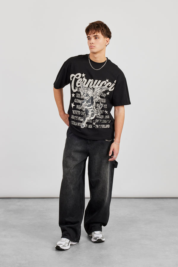 Cherub Circuito Oversized T-Shirt - Black