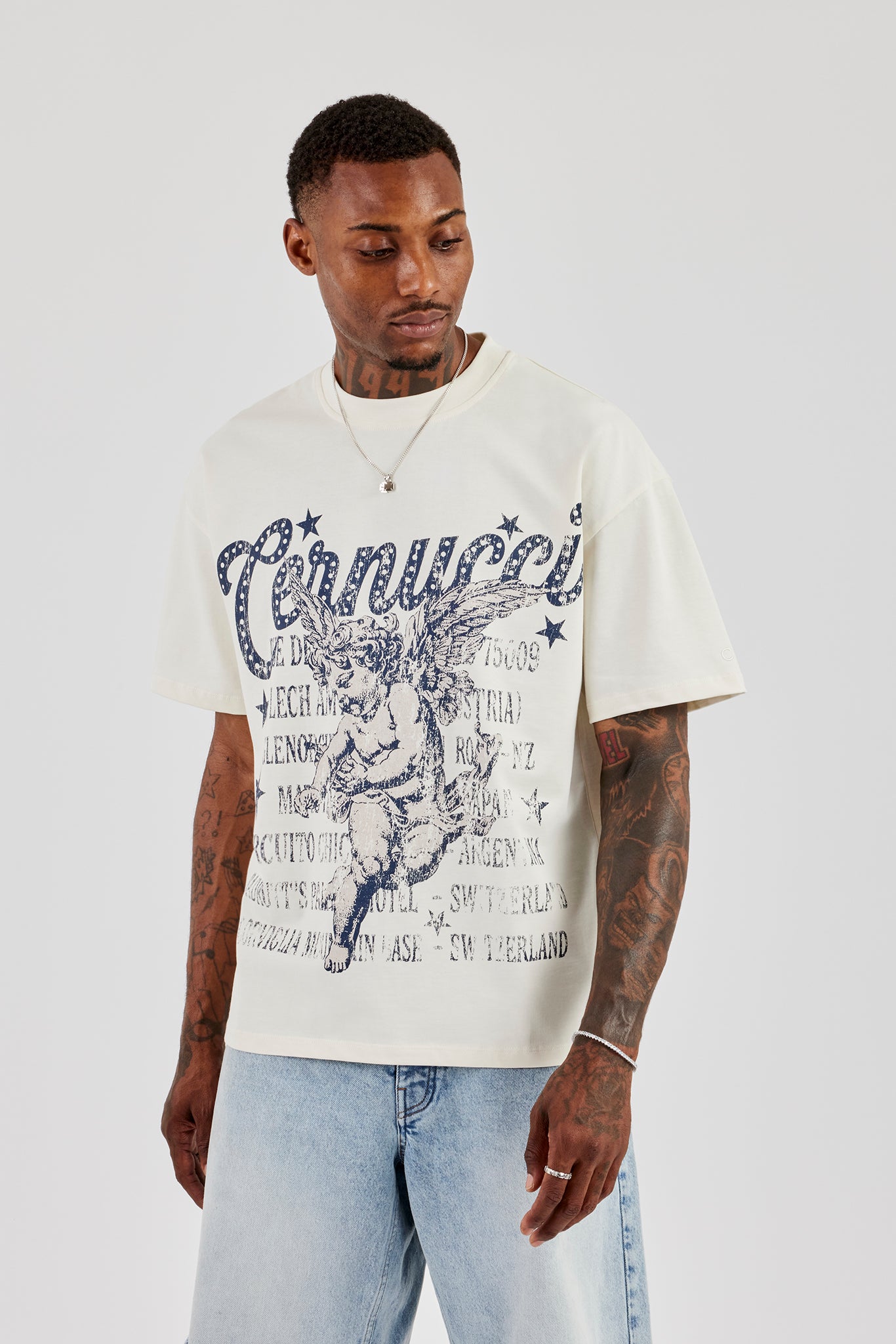 Cherub Circuito Oversized T-Shirt - Off White | Mens Tees & Vests