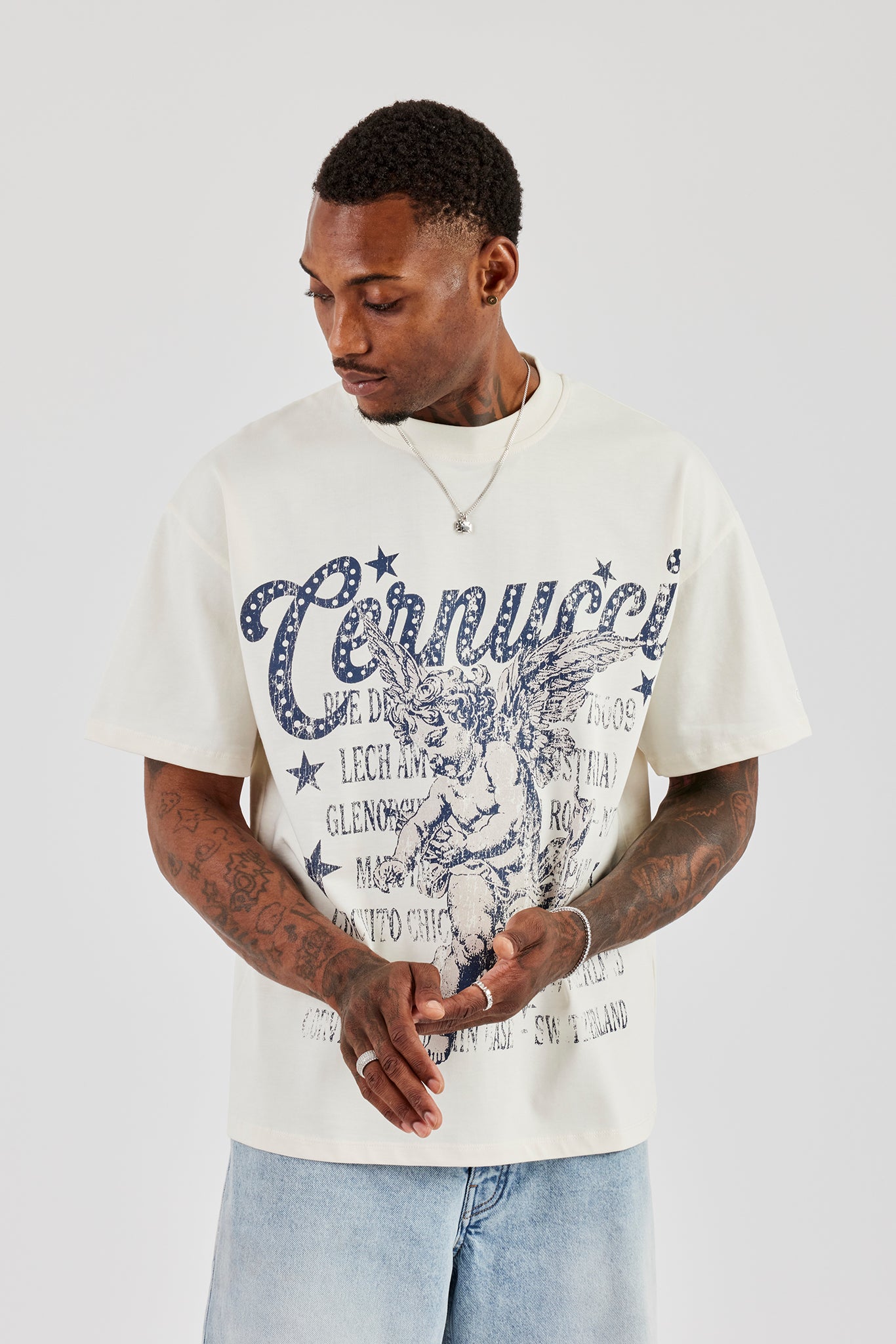 Cherub Circuito Oversized T-Shirt - Off White | Mens Tees & Vests