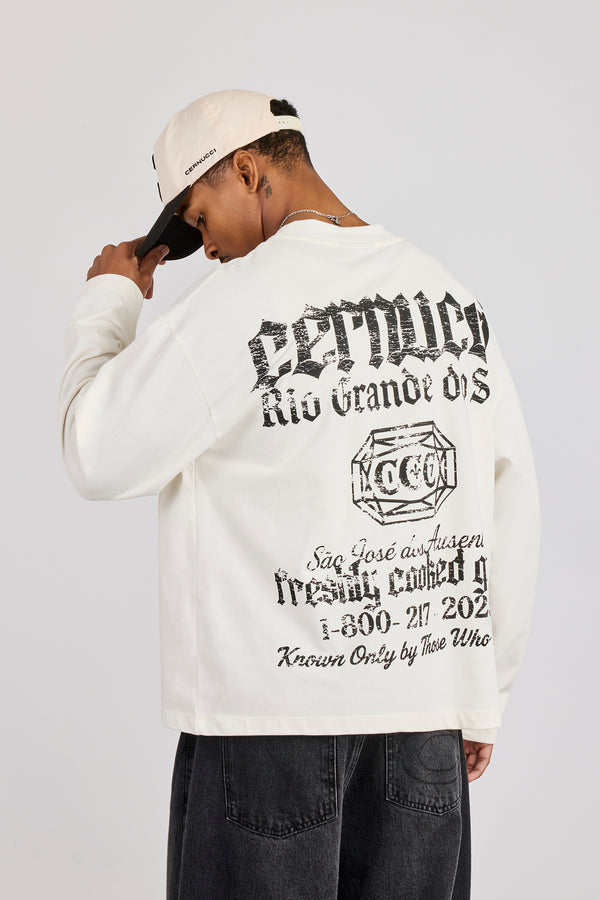 Long Sleeve Rio Graphic Print T-Shirt - Off White