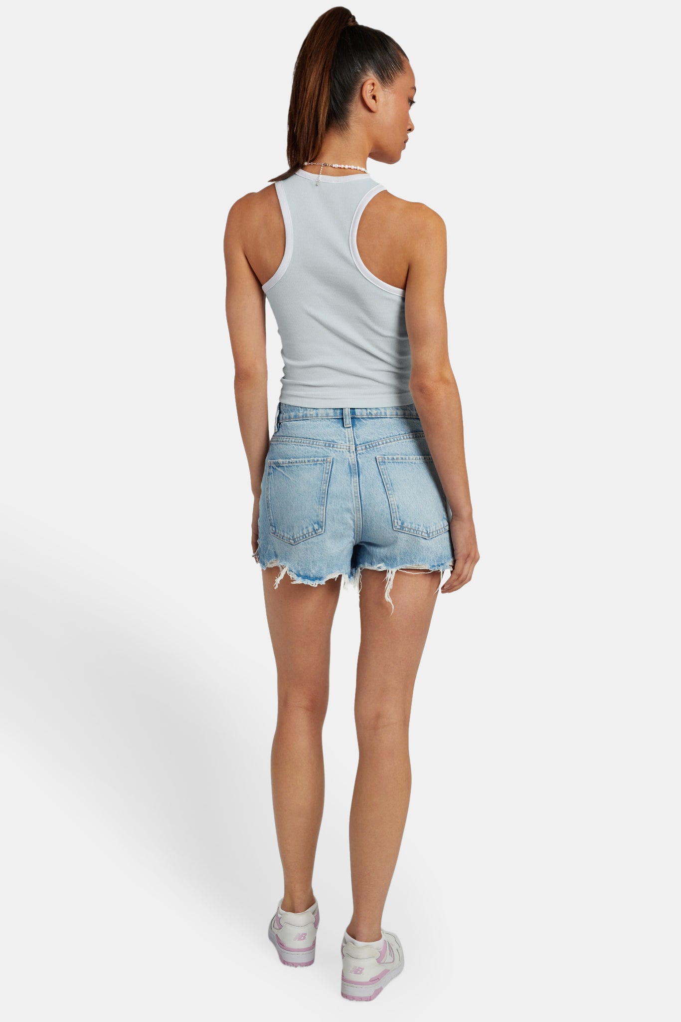 Bestickte kurze Weste - Babyblau