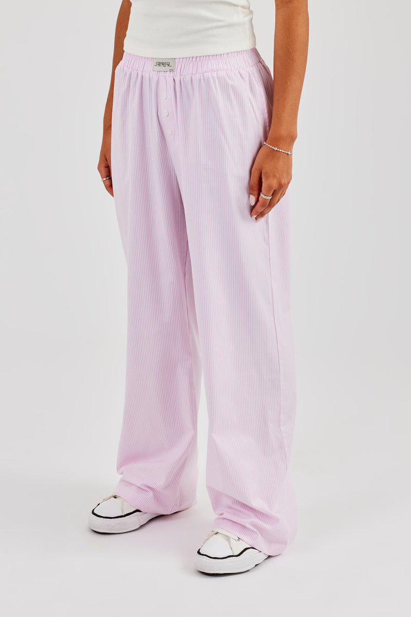 Hose mit Streifen und Knopfdetail - Pink