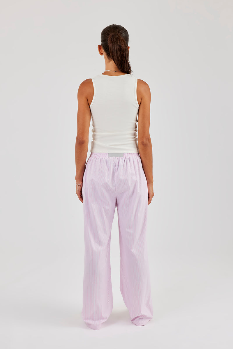 Hose mit Streifen und Knopfdetail - Pink