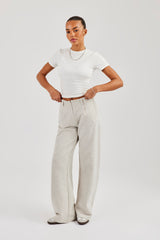 Jerseyhose mit Bunddetail – Grau meliert