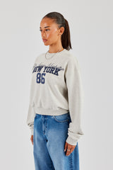 New York Oversized Sweatshirt - Grey Marl