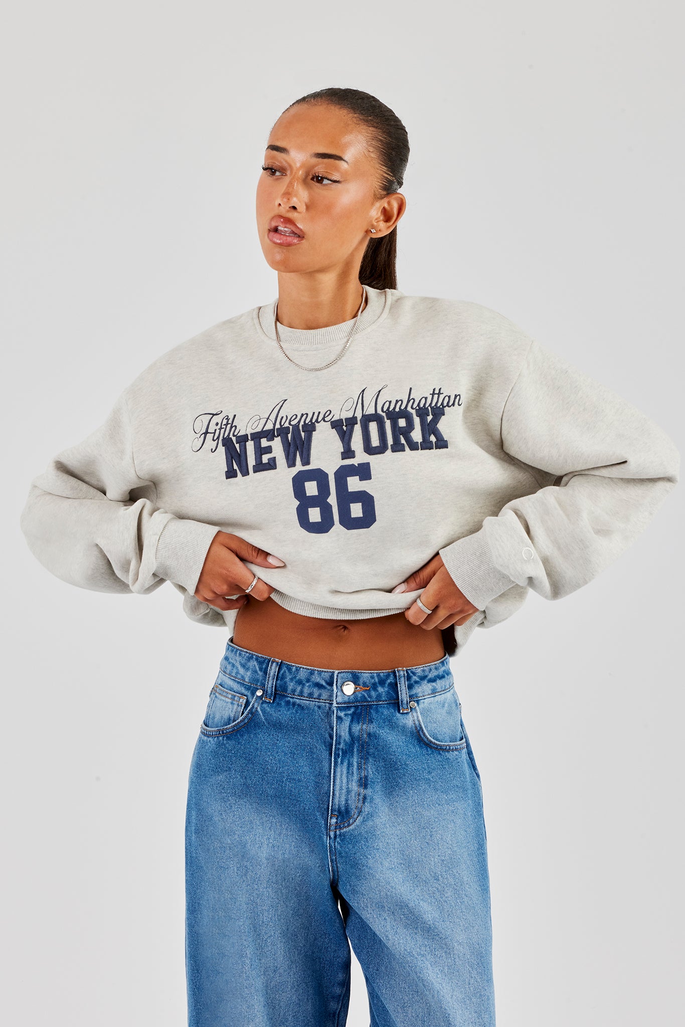 New York Oversized Sweatshirt - Grey Marl