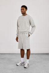 Pullover & bestickte Jersey-Shorts - Grau meliert