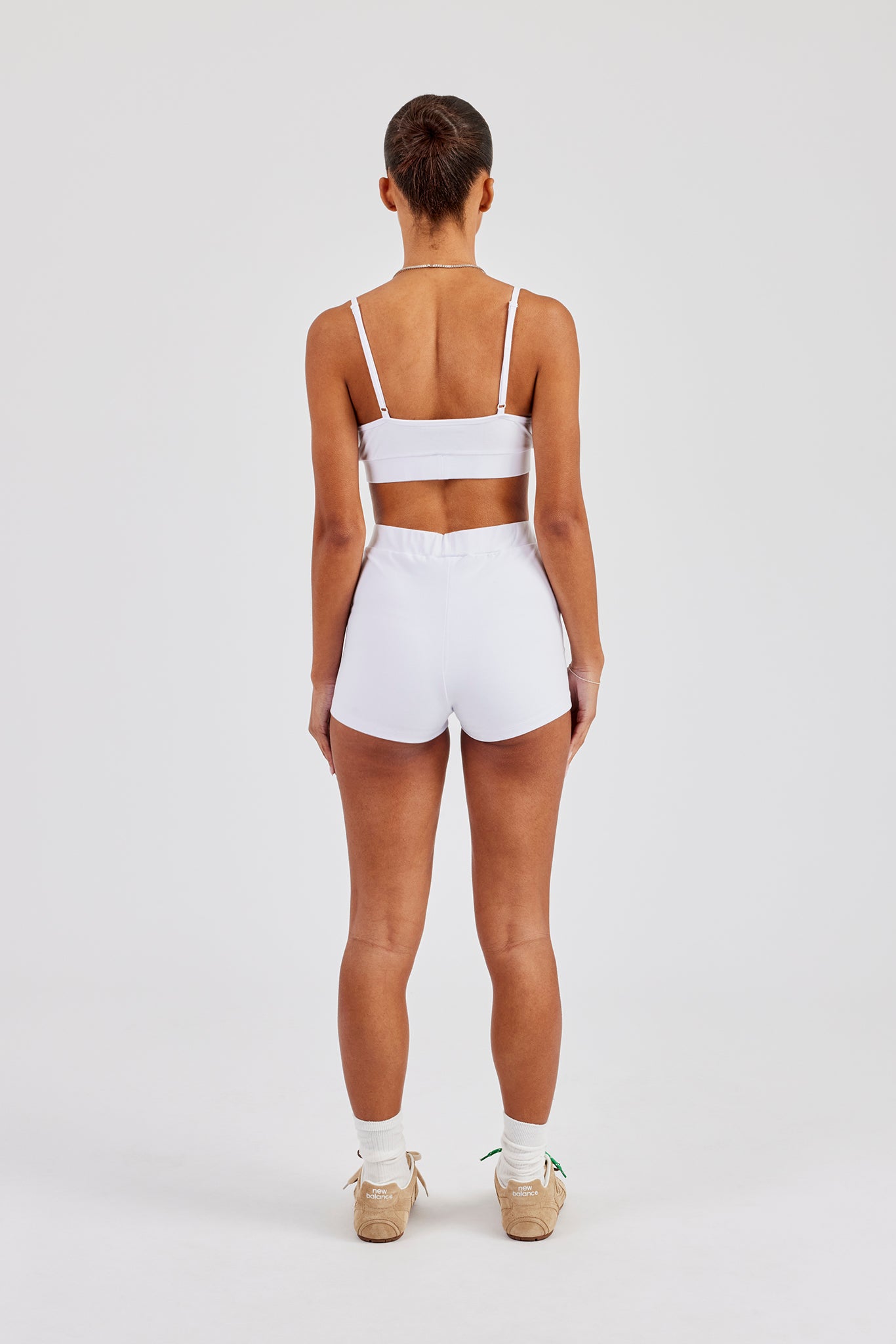 Plunge Front Bralet & Jersey Boxer Short - White