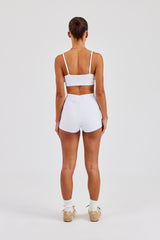 Plunge Front Bralet & Jersey Boxer Short - White