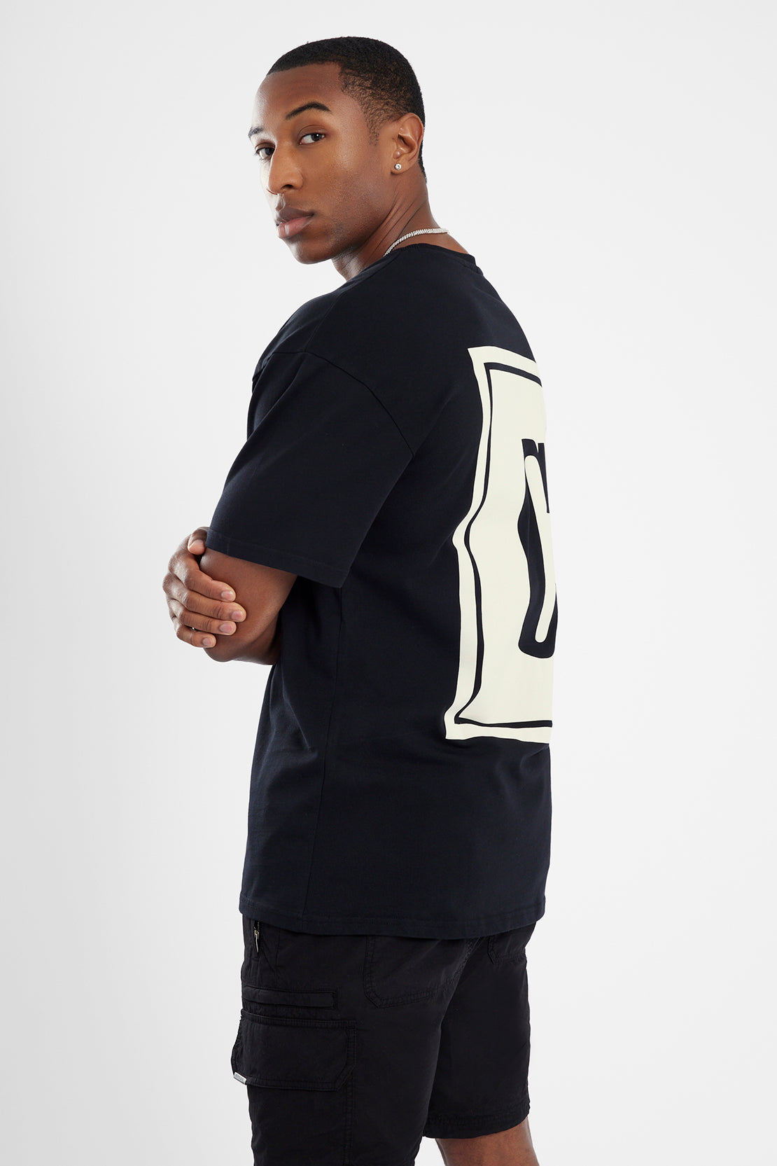 Oversize-T-Shirt mit C-Logo - Schwarz