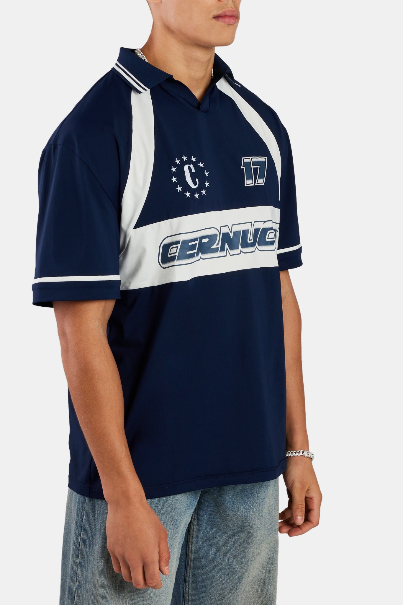 Cernucci Badge Varsity Fußballoberteil – Marineblau
