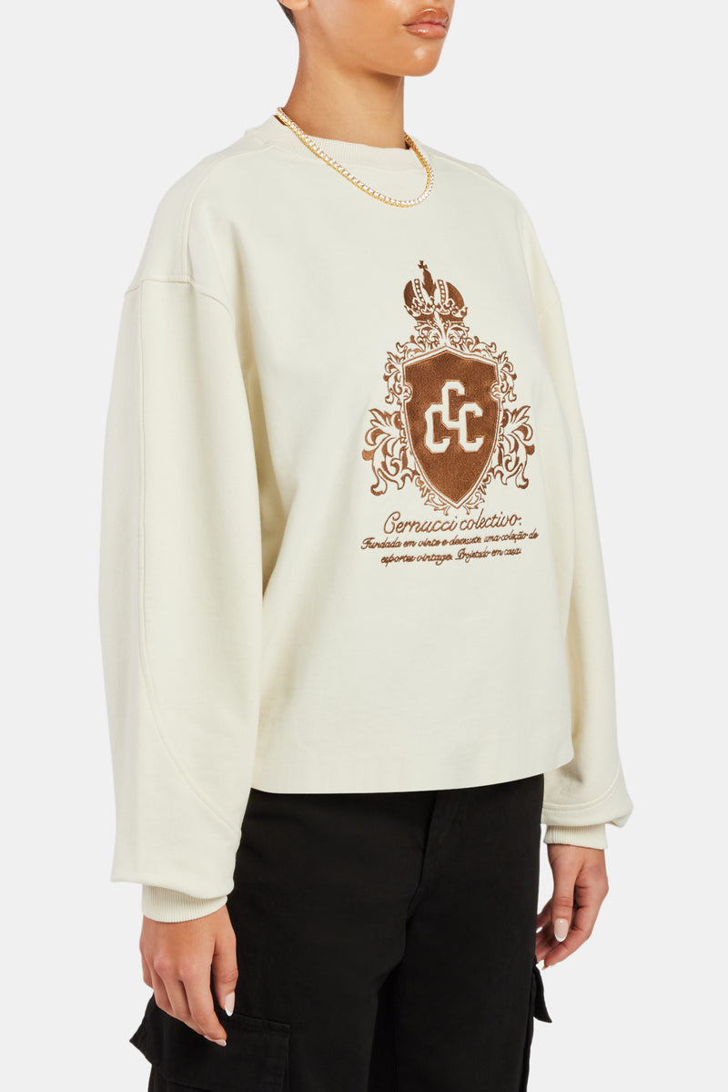 Crnc Applique Varsity Sweatshirt - Ecru