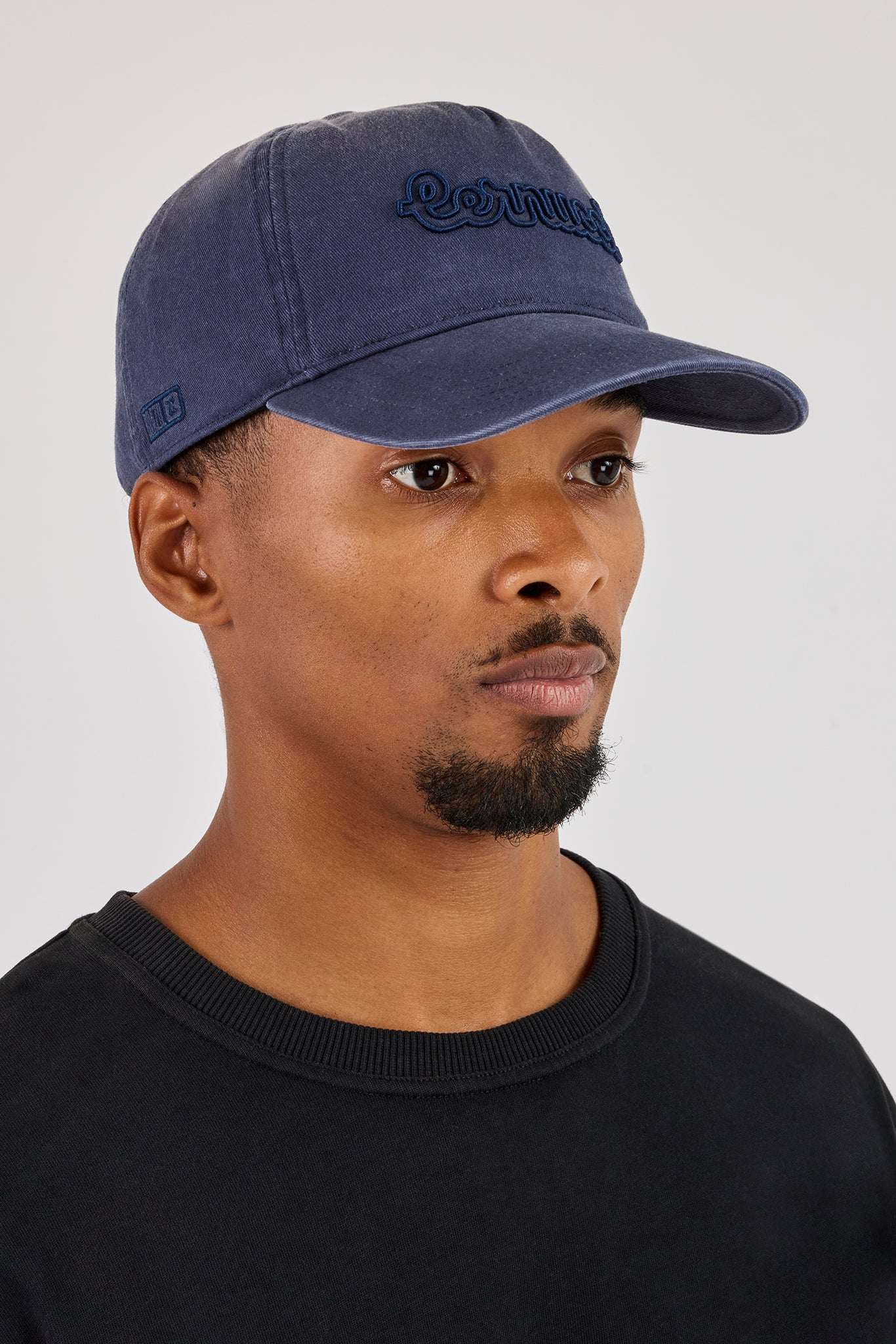 Washed Logo Outline Embroidered Cap - Navy