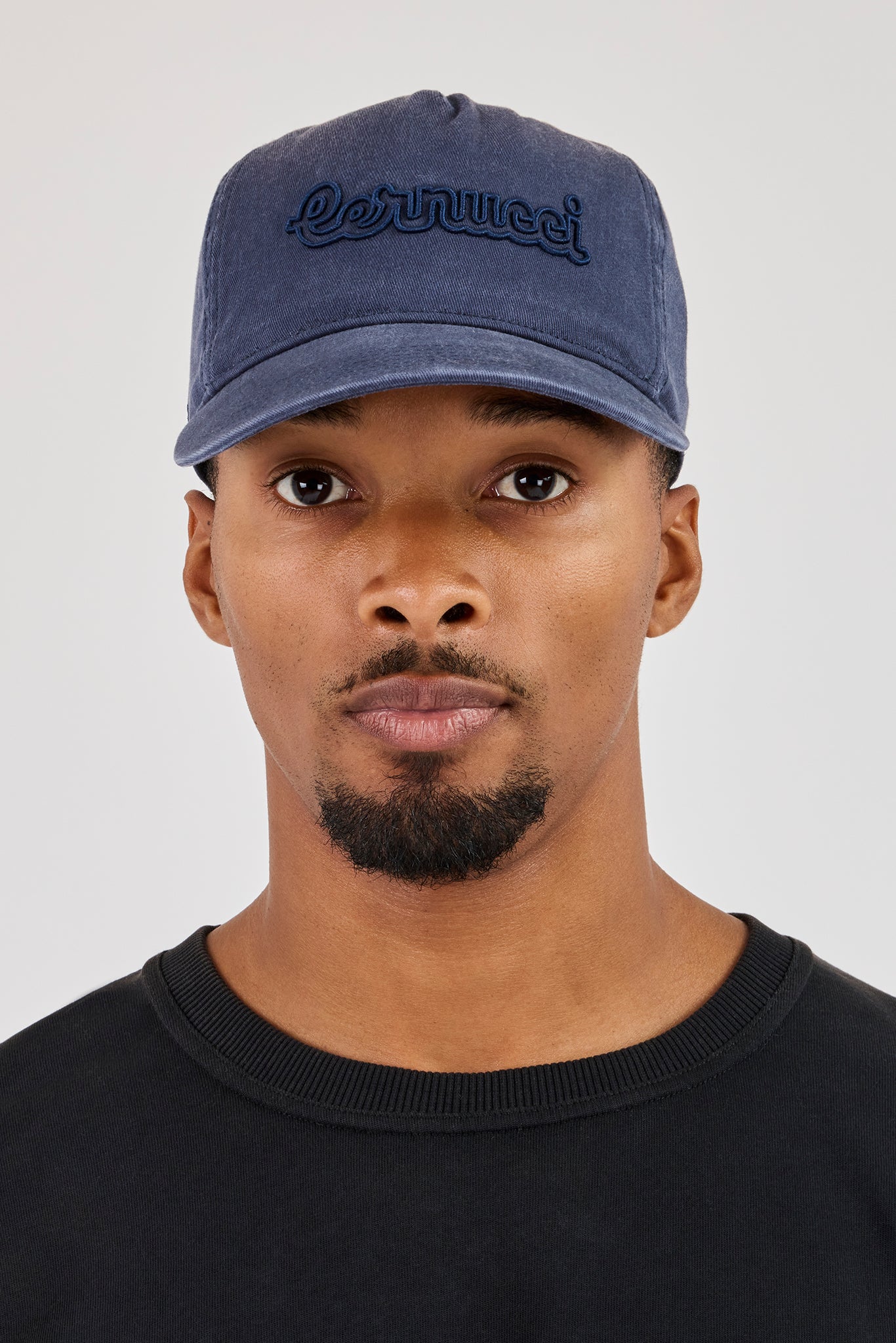 Washed Logo Outline Embroidered Cap - Navy