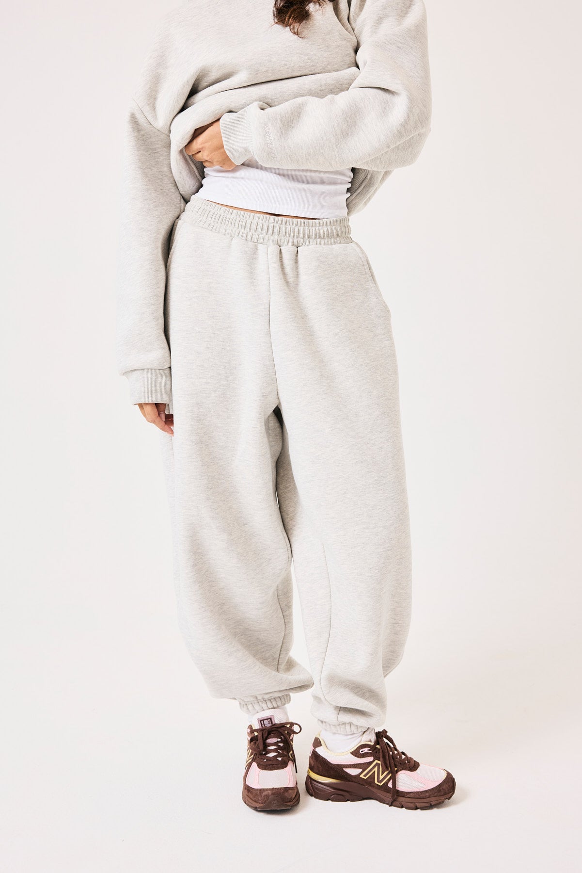 480GSM Fleece Cuffed Jogger - Grey Marl