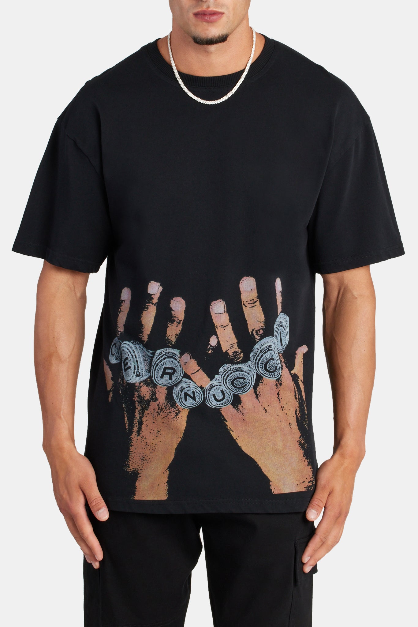 Cernucci Ring Oversize-T-Shirt - Schwarz