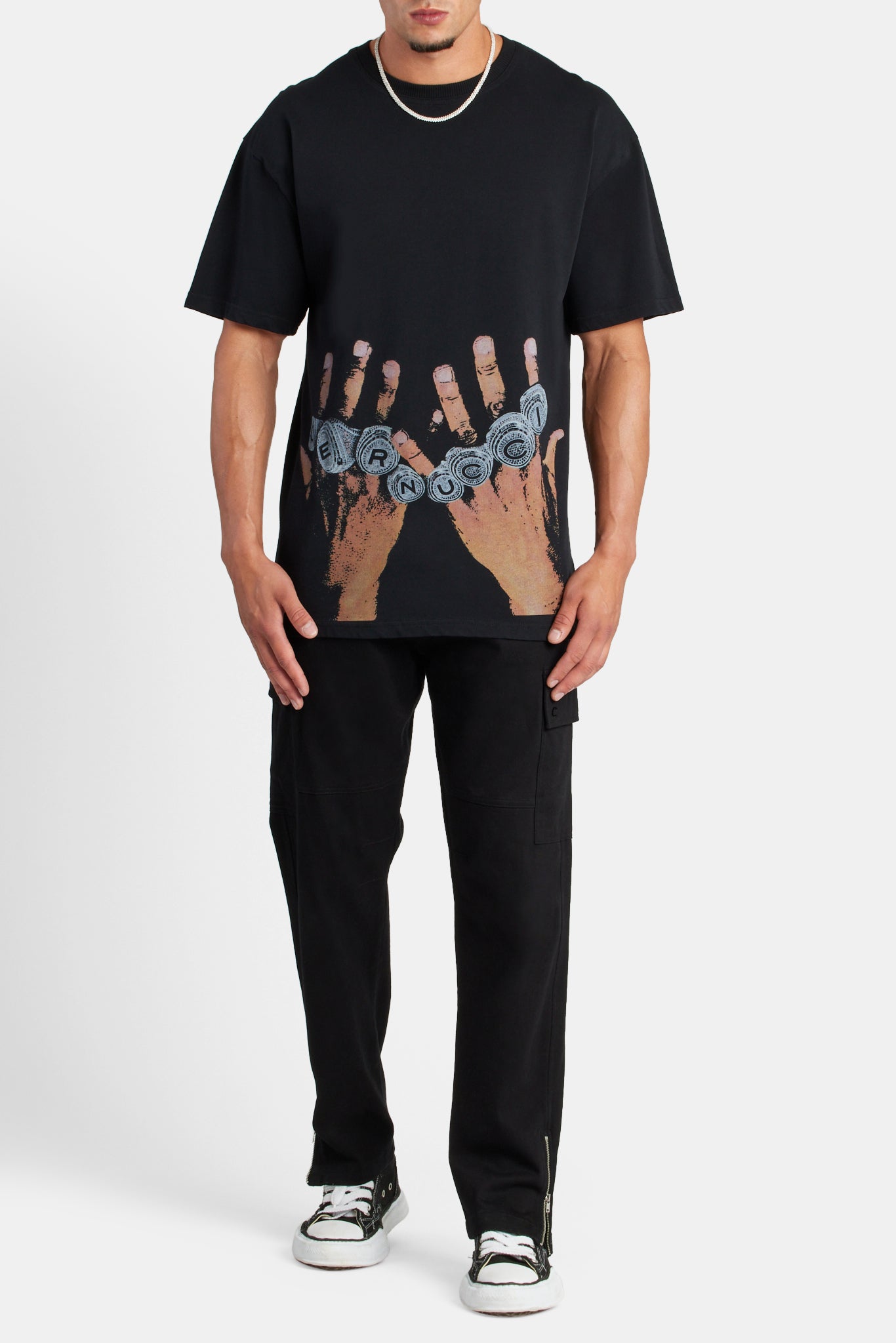 Cernucci Ring Oversize-T-Shirt - Schwarz