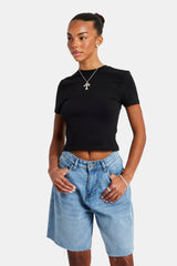 Kurzarm-Top - Schwarz