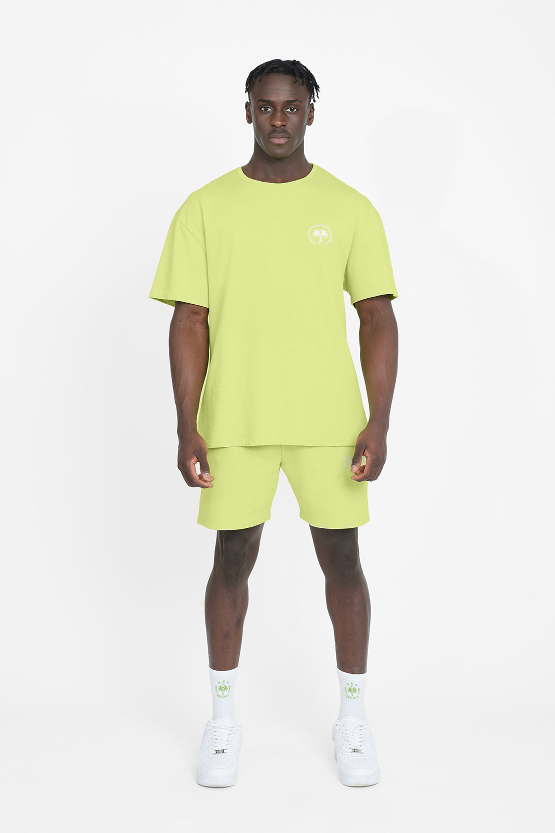 Übergroßes Palm Paraiso T-Shirt - Limette