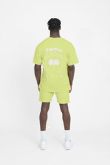 Übergroßes Palm Paraiso T-Shirt - Limette