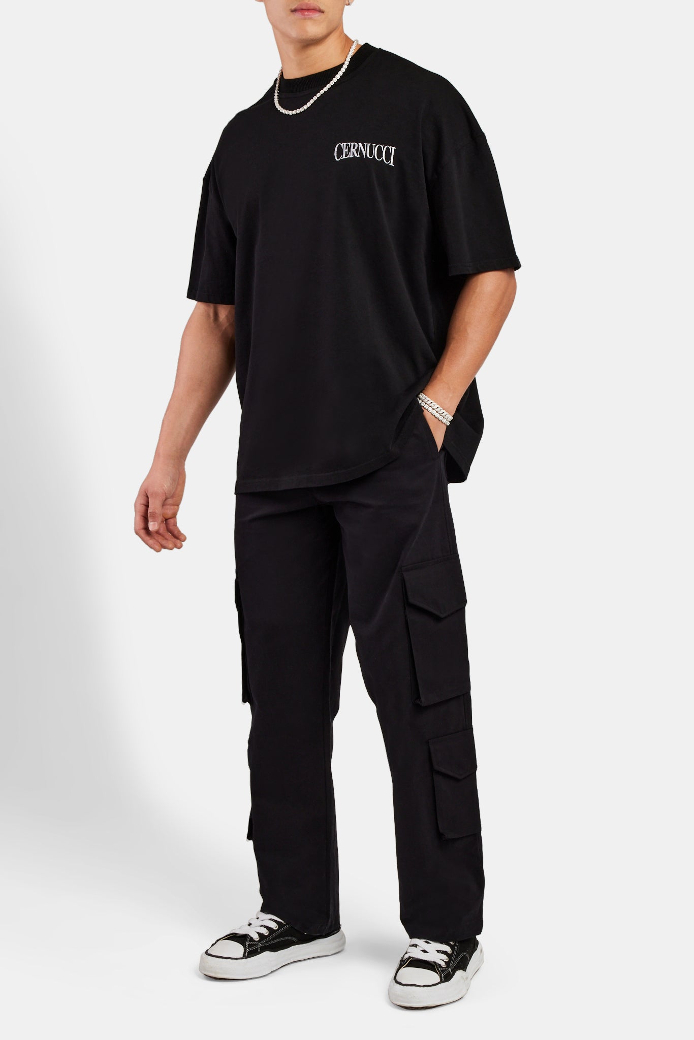 Relaxed-Cargohose mit mehreren Taschen - Schwarz