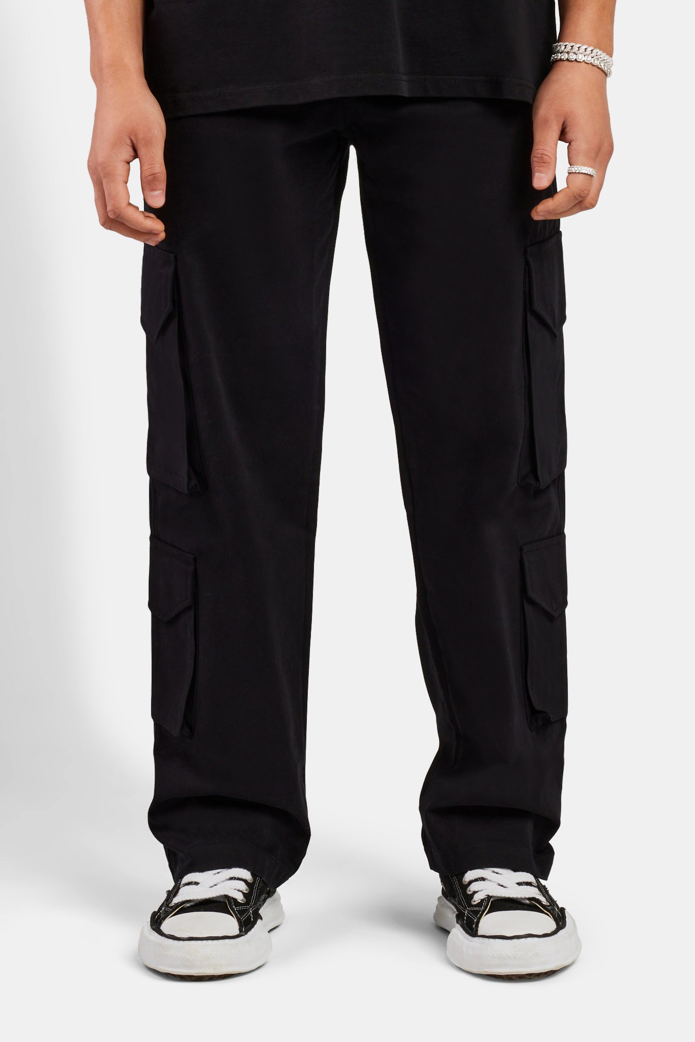 Relaxed-Cargohose mit mehreren Taschen - Schwarz