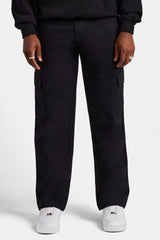 Fixed Waistband Relaxed Cargo Trouser  - Black