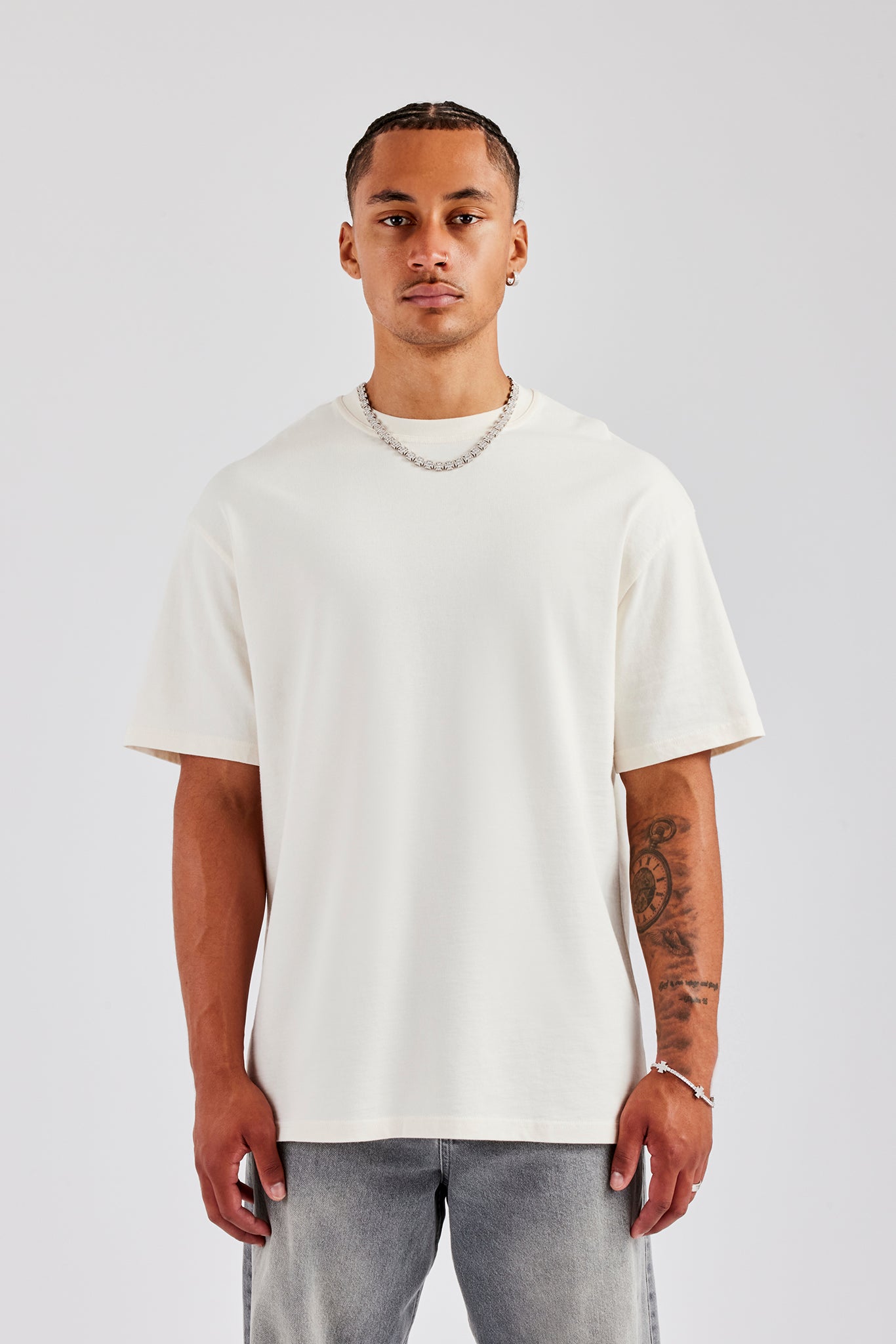 Est 17 Back Graphic Oversized T-Shirt - Off White | Mens Tees