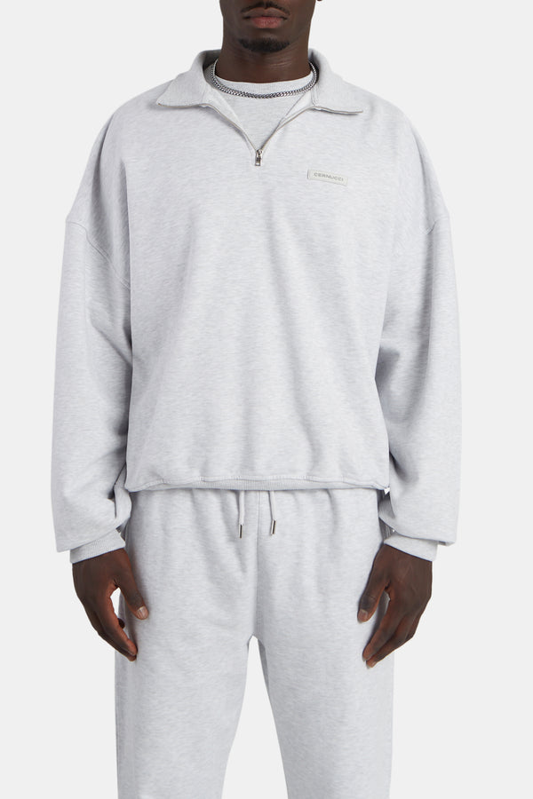 Half Zip Sweatshirt - Light Grey Marl