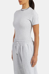 Kurzarm-Top – Hellgrau meliert