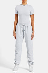 Kurzarm-Top – Hellgrau meliert