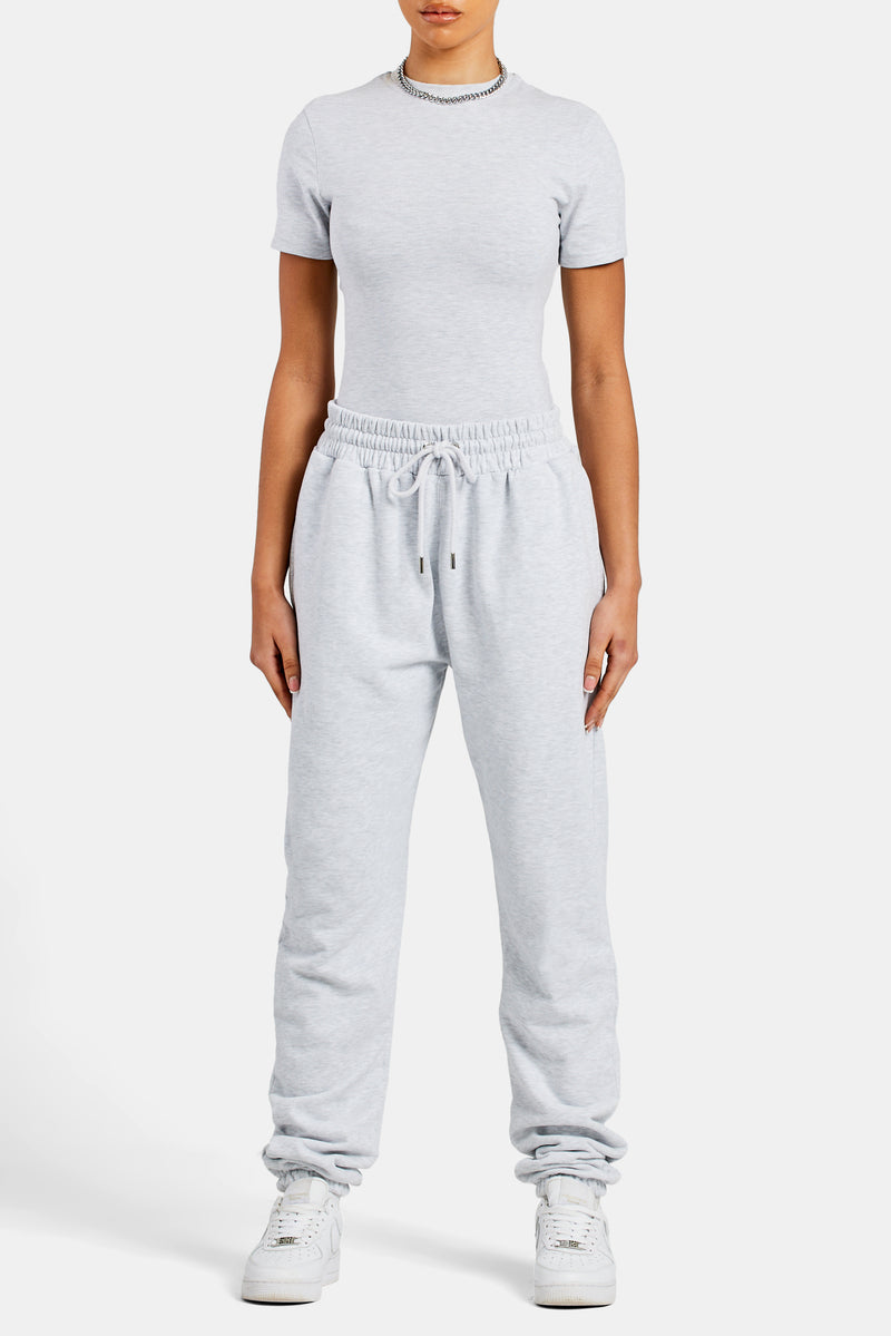 Kurzarm-Top – Hellgrau meliert